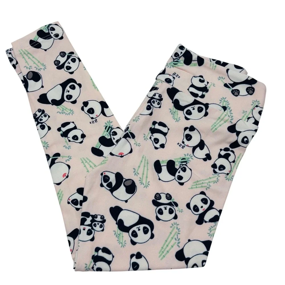 LuLaRoe Girls Kids Leggings Pink Pandas‎ Bamboo Sizes 2T-6+ Size S/M NWT